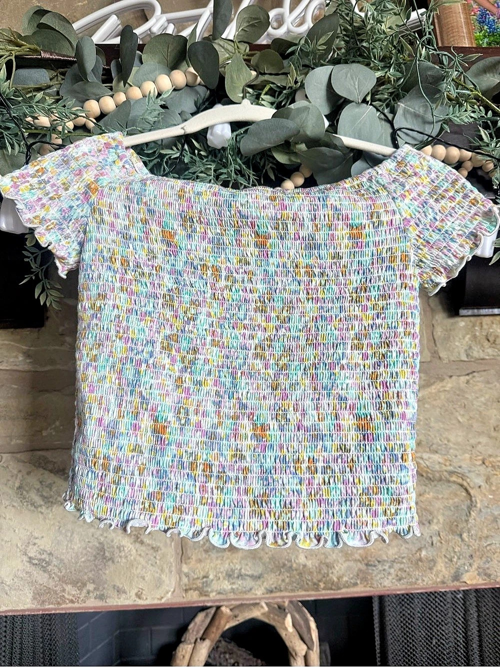 Art Class Multicolor Smocked Crop Top Size Medium-7/8